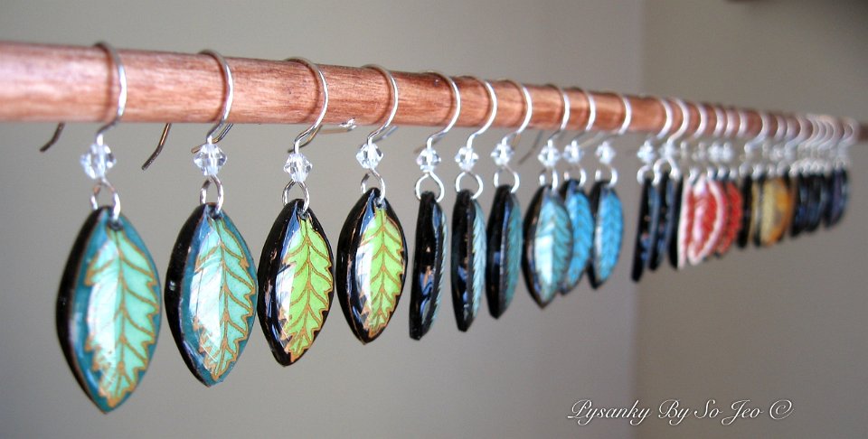 Little Leaf Rainbow Earrings Pysanky By So Jeo